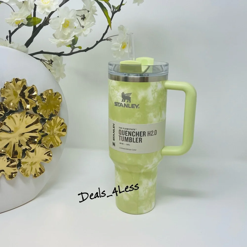 Stanley Tumbler 40 oz Citron Tie Dye Limited Edition Quencher Lime Green RARE